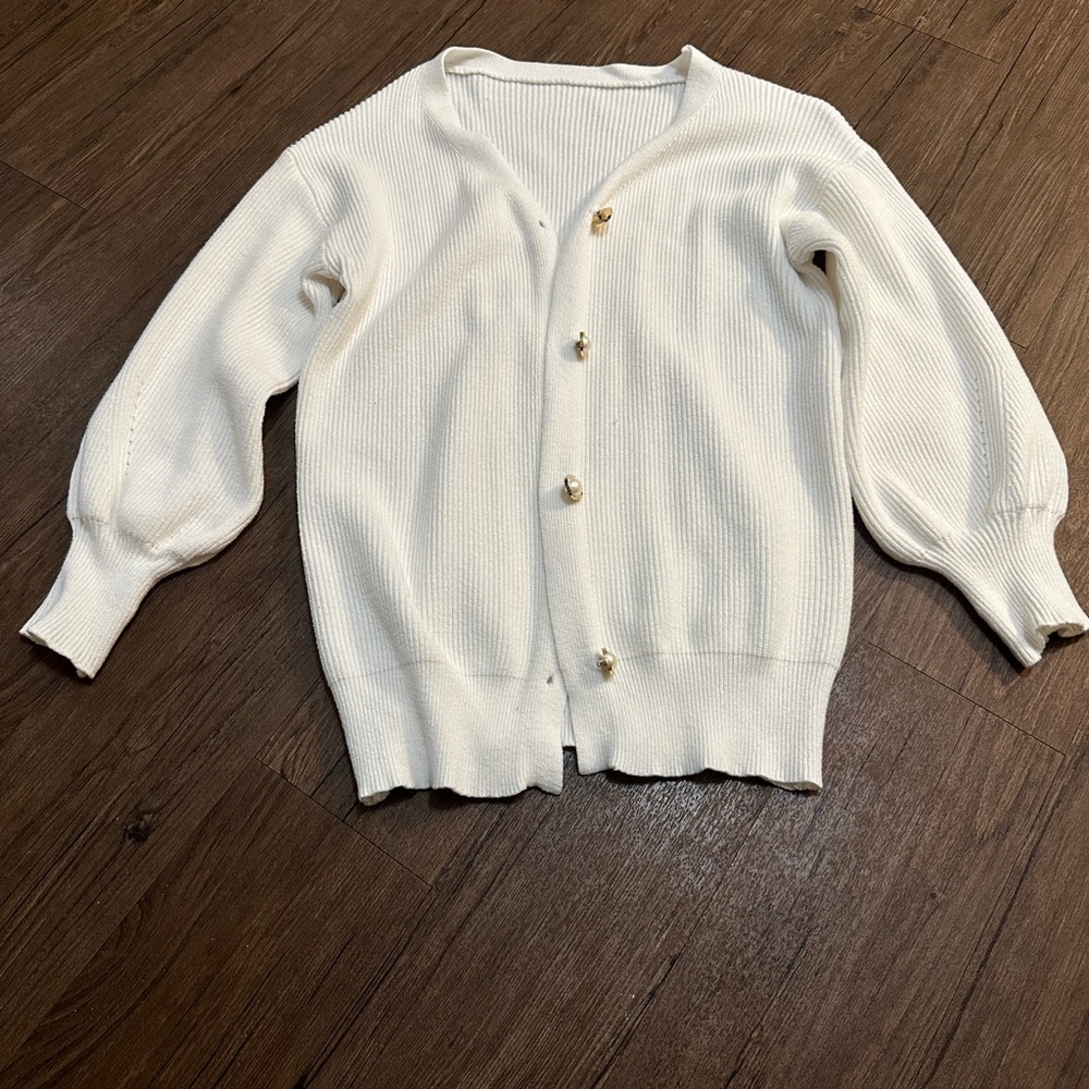 Classic White Cardigan Sweater
